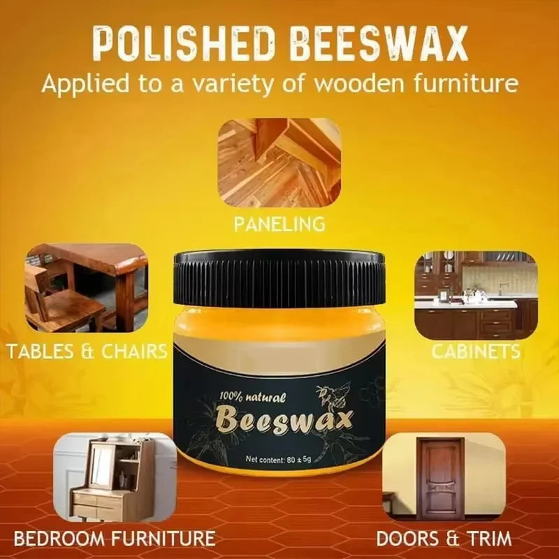 Wooden Furniture Beeswax Polish & Care Set - Natural Organic Wax for Repairs & Maintenance