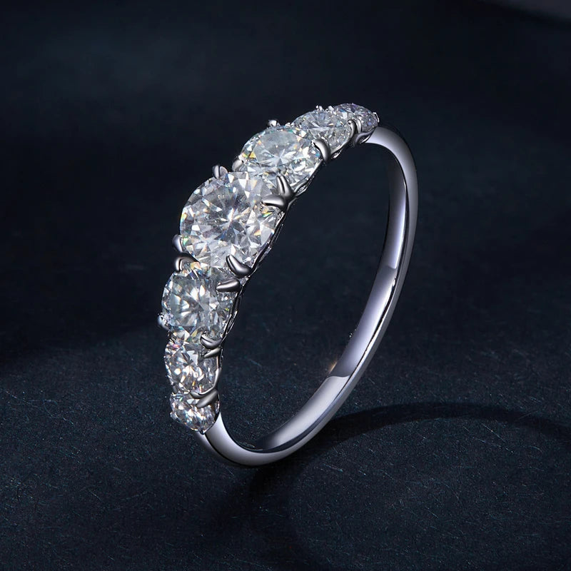 Sterling Silver Moissanite Engagement Ring with Multiple Stones for Women