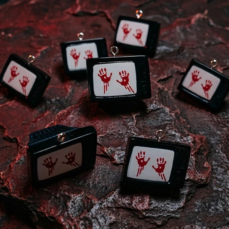 Halloween Bloody Red Handprint Resin Charms Pack for Jewelry & Keychains - Gothic Pendant DIY Set