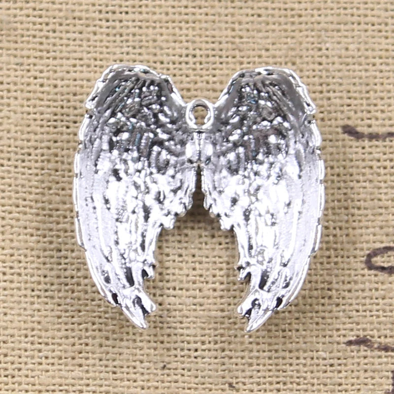 10pcs Angel Wing Charms Jewelry Pendants Silver Tone DIY Craft Supplies