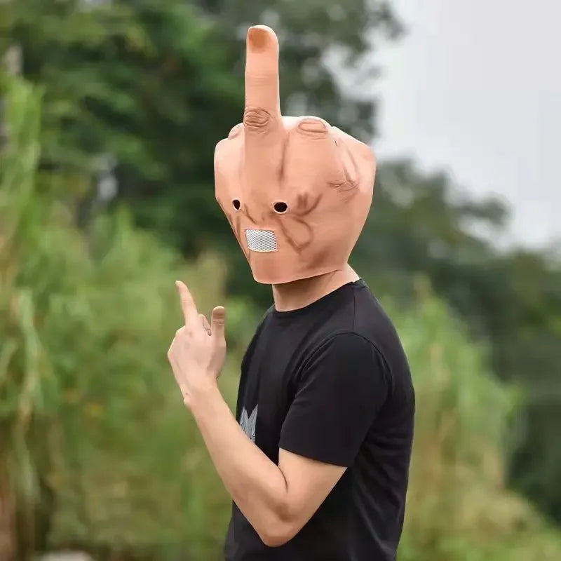 Horror Latex Finger Mask Cosplay Full Face Helmet for Halloween Party