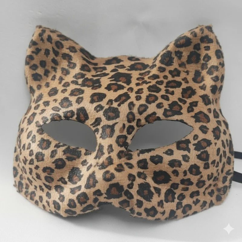 Leopard Print Half-Face Mask for Halloween & Masquerade Parties