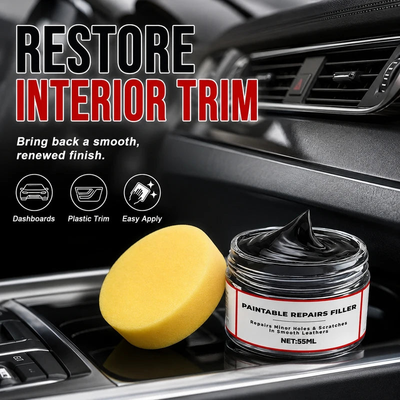 Car Interior Gloss Restoration Wax for Plastic and Black Surfaces - Removes Scratches