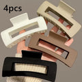 4-Pack Women Hair Claw Clips Solid Color Big Square & Rectangle Hair Accessories