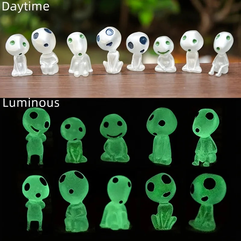 10pcs Luminous Resin Ghost Figures for Aquarium and Halloween Decor - Miniature Alien Crafts