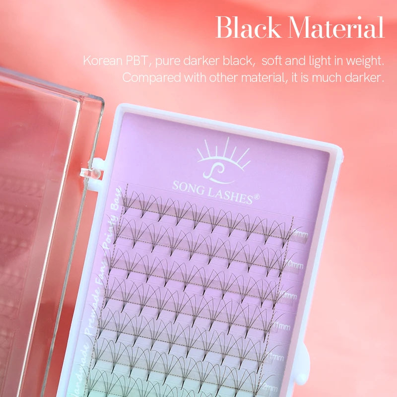 Premade Eyelash Fans 12 Rows Pointed Base for Lash Extensions - Professional Use
