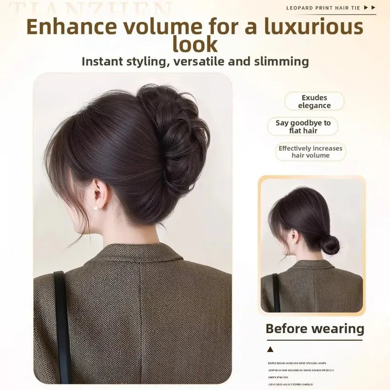 Synthetic Messy Bun Claw Clip Hairpiece for High Ponytail Updo Women Natural Invisible Heat Resistant Fiber