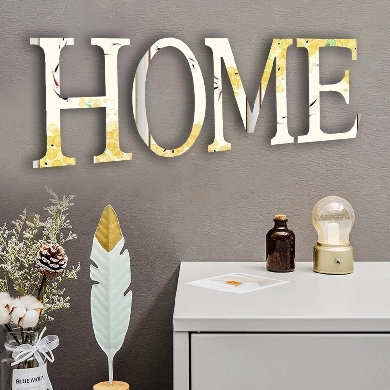 Gold 3D Mirror Letter Stickers for Wall Decor Acrylic Alphabet DIY Party Decoration