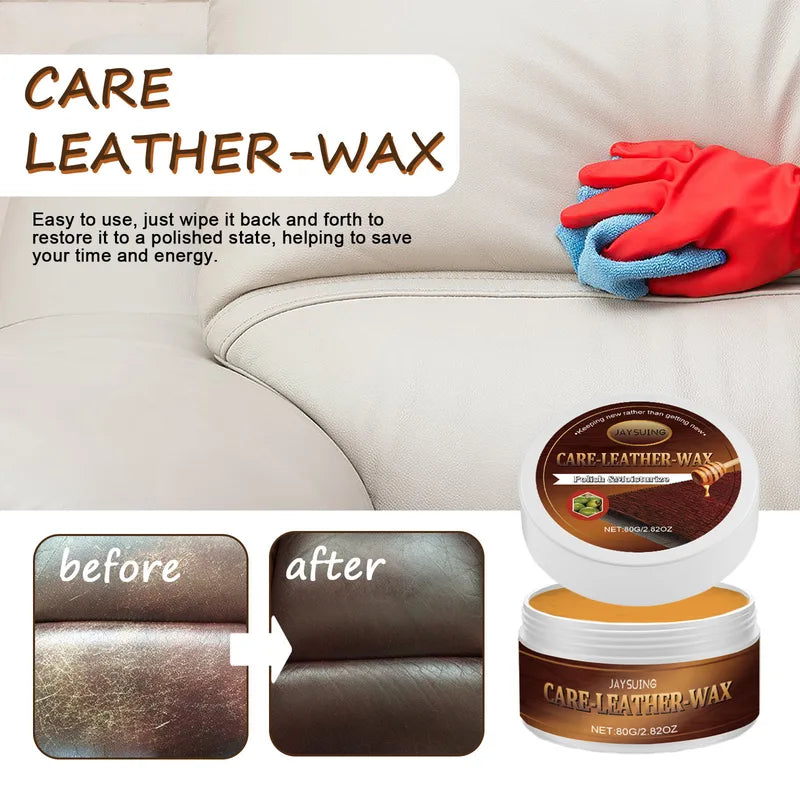 Leather Repair Wax for Car Sofa Shoes - Scratch & Crack Filler, 80g