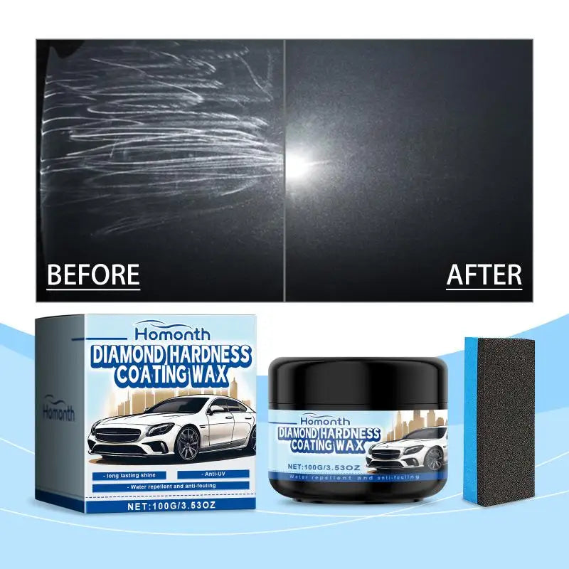 Car Wax Paste 100g High Gloss Detailing with Sponge for Car, Motorcycle, RV