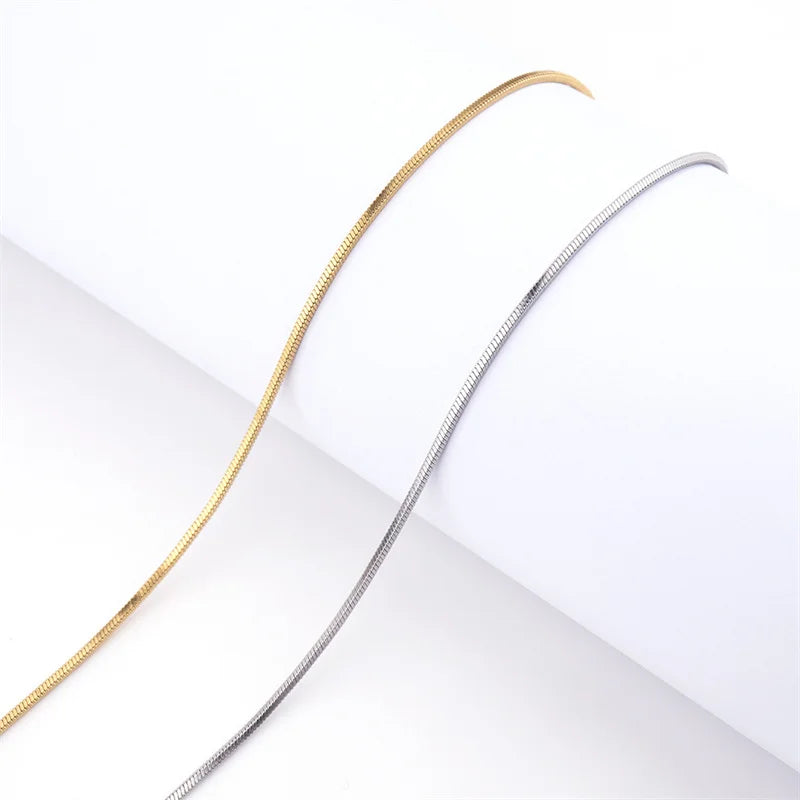 Gold Color Stainless Steel Necklace for Men Hip Hop Square Snake Chain Jewelry