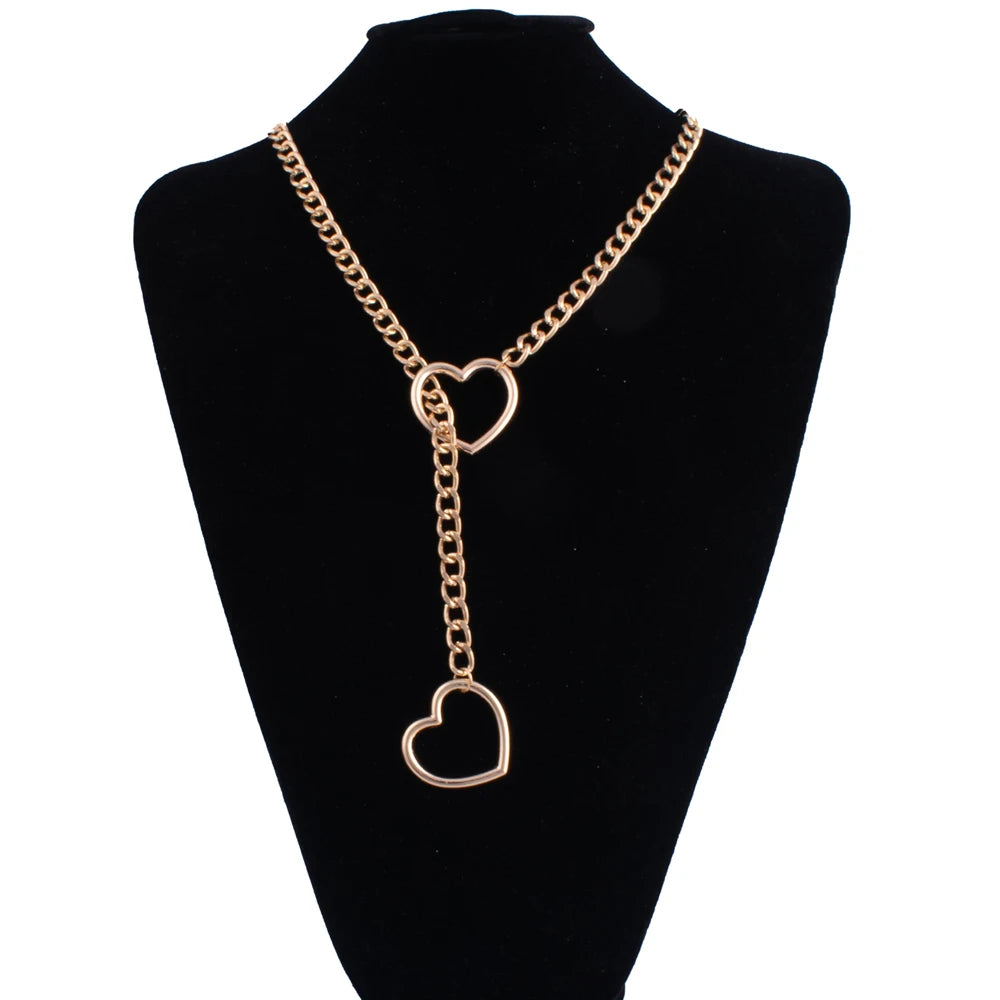 Heart Slip Chain Necklace for Women Punk Rock Goth Jewelry Accessories
