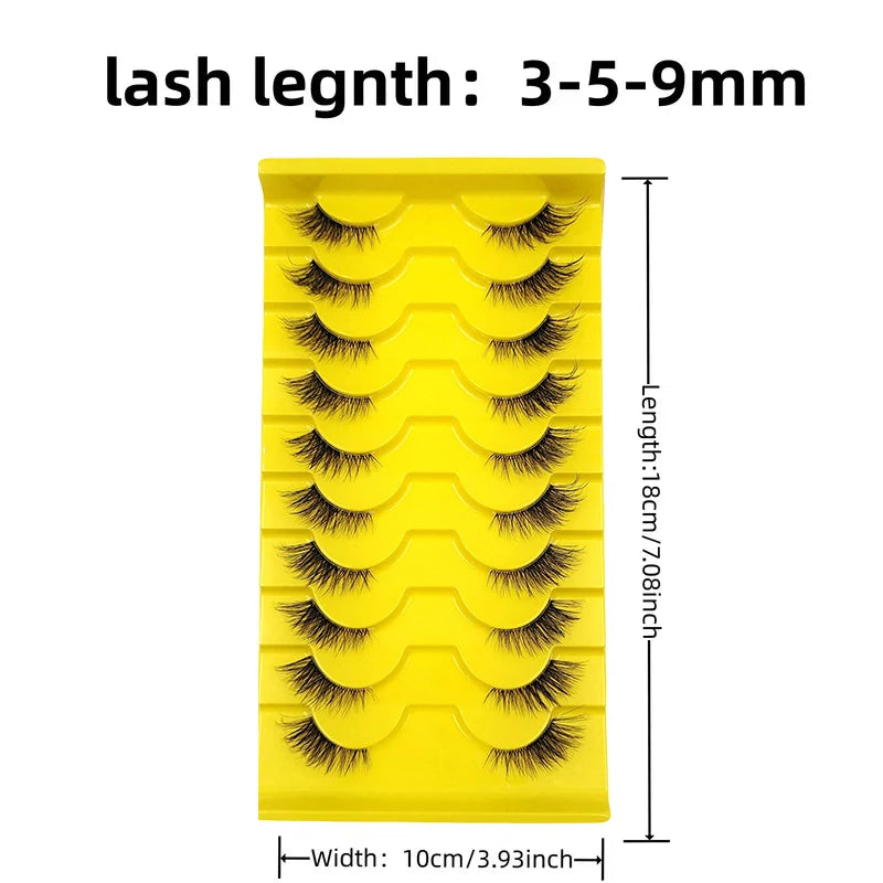 10 Pairs Wispy Cat Eye Faux False Eyelashes for Natural Glam Look