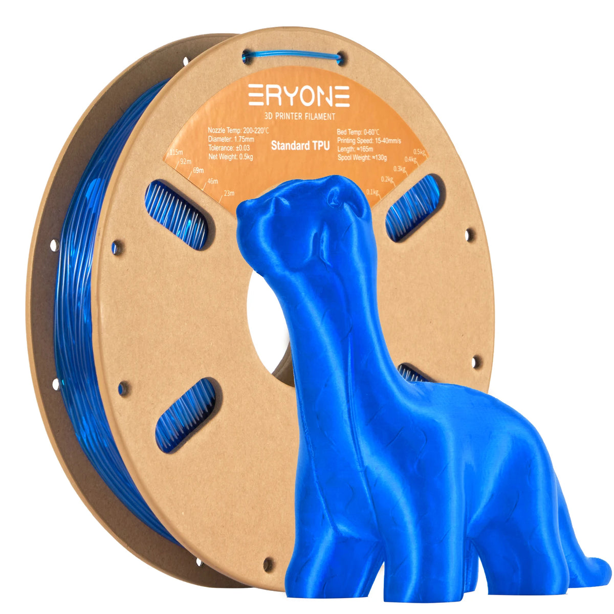 Flexible TPU Filament 1.75mm for 3D Printing - 0.5kg Spool, Multiple Colors