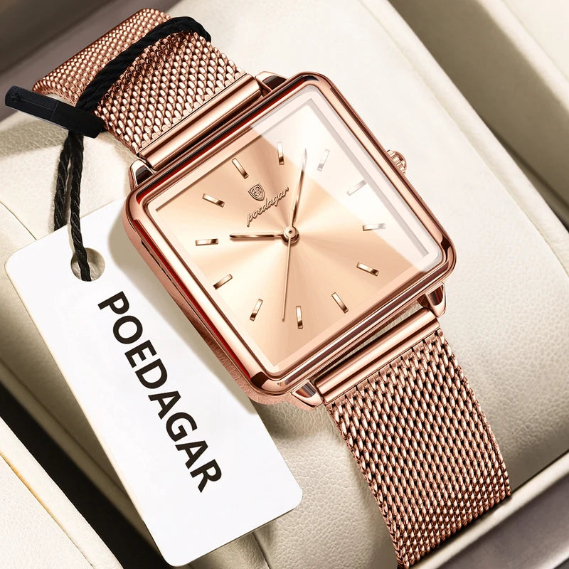 Women’s Waterproof Stainless Steel Mesh Watch - Elegant Fashion Quartz Timepiece