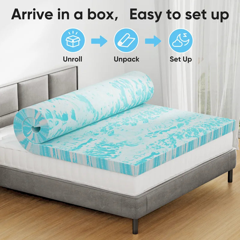 Queen Size Gel Memory Foam Mattress Topper - Thick Cooling Bed Topper for Comfortable Sleep