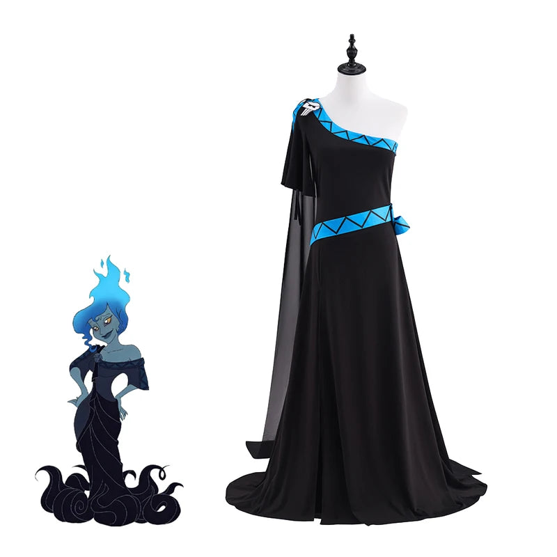 Anime Hades Megara Cosplay Costume Robe Ball Gown for Women Halloween Fancy Dress