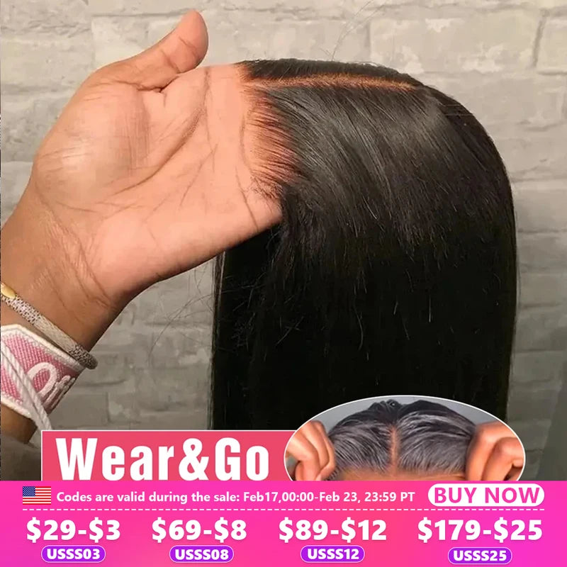 180% Bone Straight Glueless Lace Closure Human Hair Wig - Ready to Wear, Pre Plucked, 6x4 & 5x5 Closure Styles