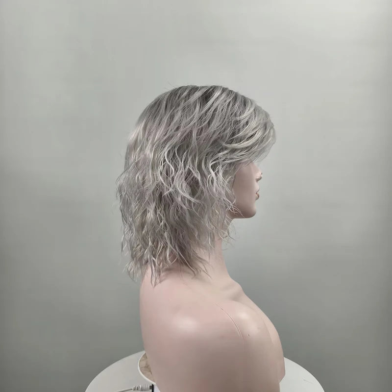 Grey Synthetic Wig for Women Short Curly Hair Cosplay & Daily Wear