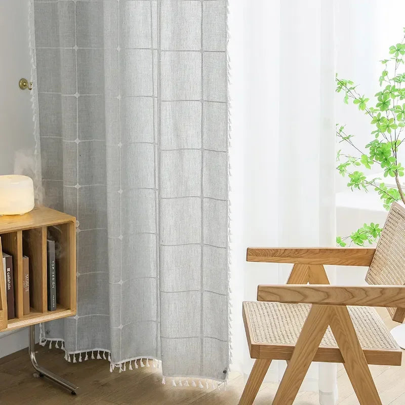 Sheer Jacquard Curtains for Living Room and Bedroom - Modern Silk Window Drapes