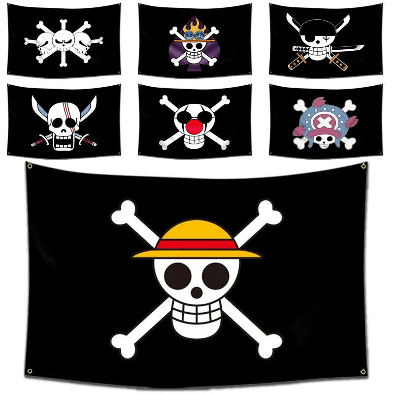 Anime One Piece Skull Flag Wall Banner - Pirate Theme Decor for Kids & Adults