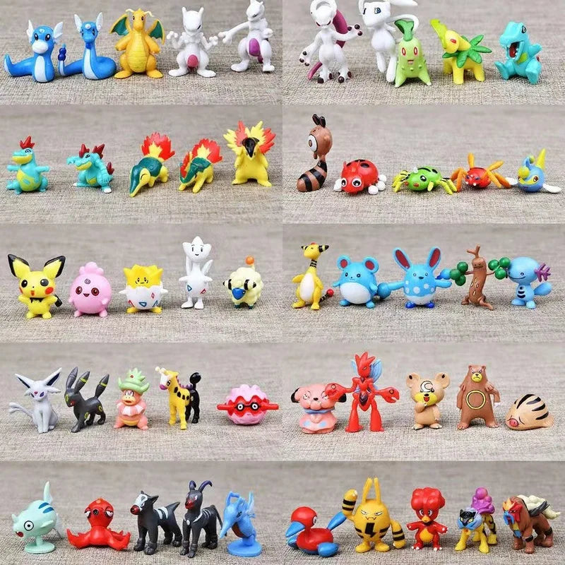 144-Piece Pokémon Pikachu Action Figure Toy Set - Mini Anime Collectibles