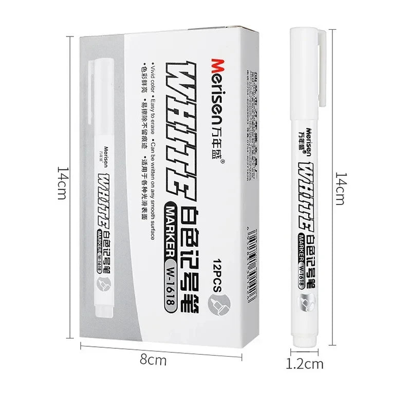Set of 1-6 Waterproof Oily White Marker Pens for Fabric Wood Leather Graffiti