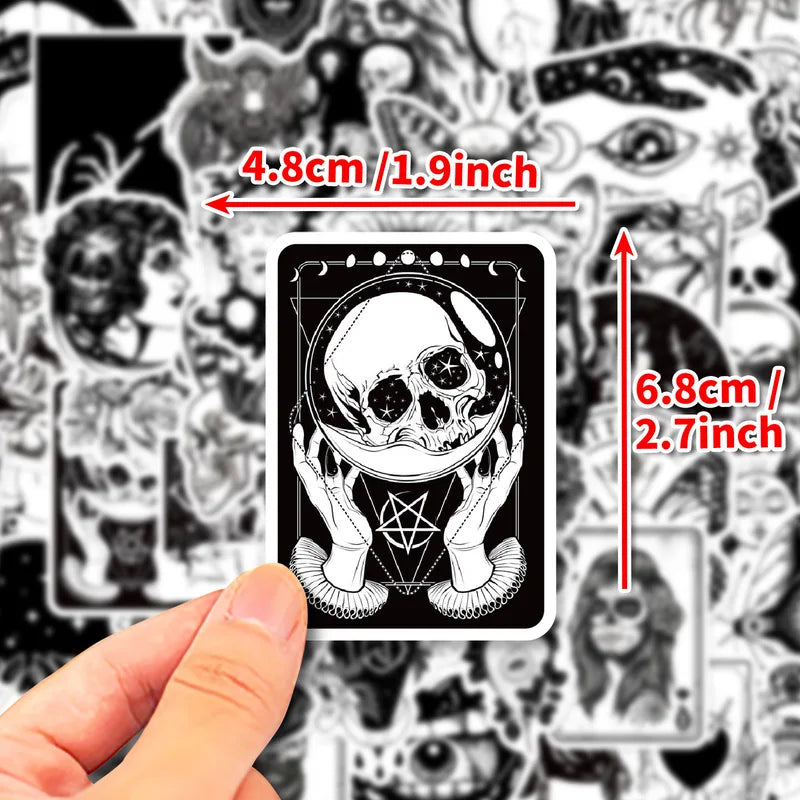 50PCS Gothic Stickers for Teens and Boys - Cool Satanic Skull Skeleton Decals for Laptop Book Luggage