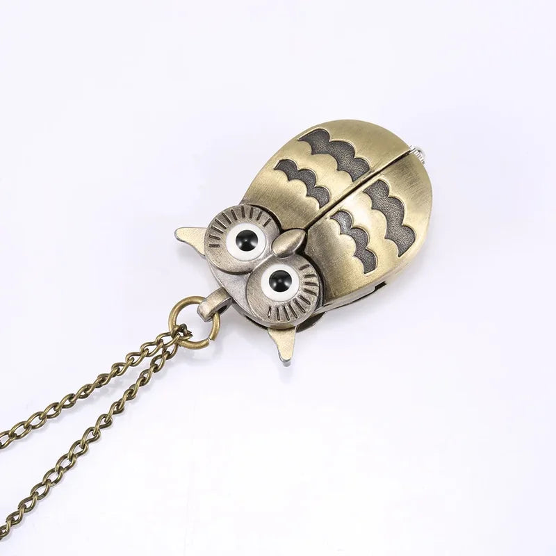 Vintage Owl Shape Pendant Necklace with Clock | Unisex Alloy Jewelry Gift