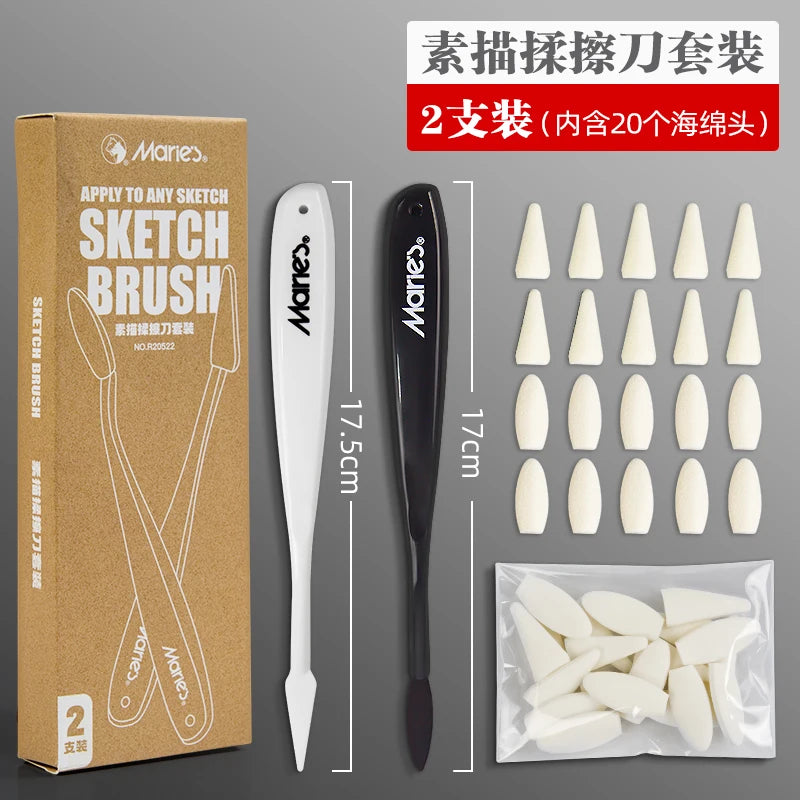 Sketch Blending Brush with Replaceable Sponge Head for Art Highlights and Shading