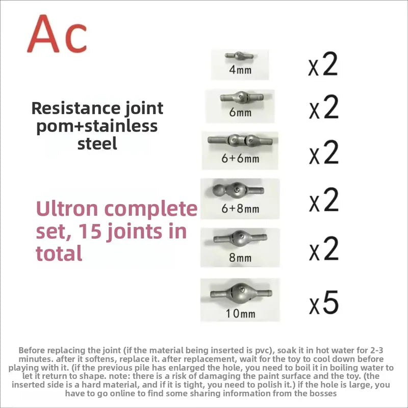 Custom Ultron Toy Joints with Stainless Steel Nails for Action Figures - Black, Green, Pink, White