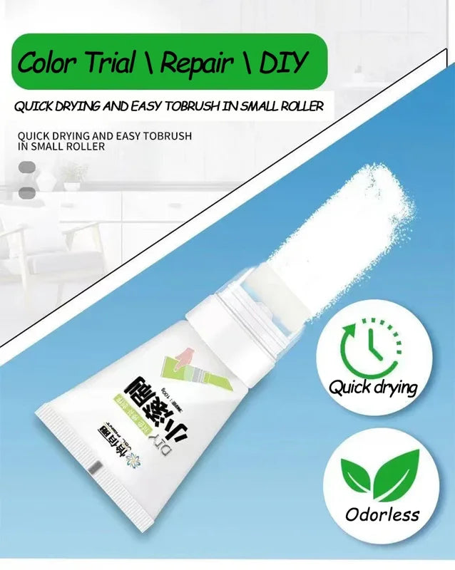 Interior Wall Repair Paint with Small Roller Brush - Quick Dry, Eco-Friendly, Strong Covering