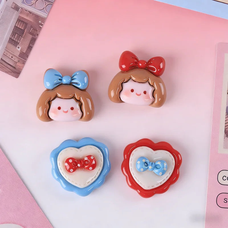 10Pcs Cute Red Blue Flower Heart Cherry Flatback Resin Cabochons for Jewelry Craft Scrapbooking