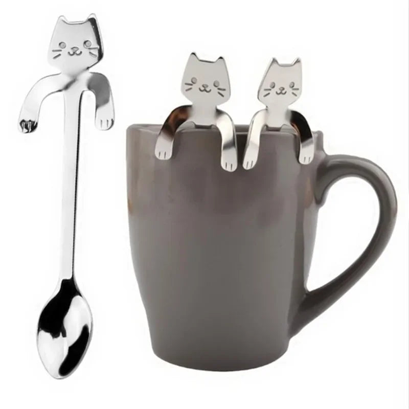 Cute Cat-Shaped Stainless Steel Coffee Spoon - Dessert & Snack Scoop
