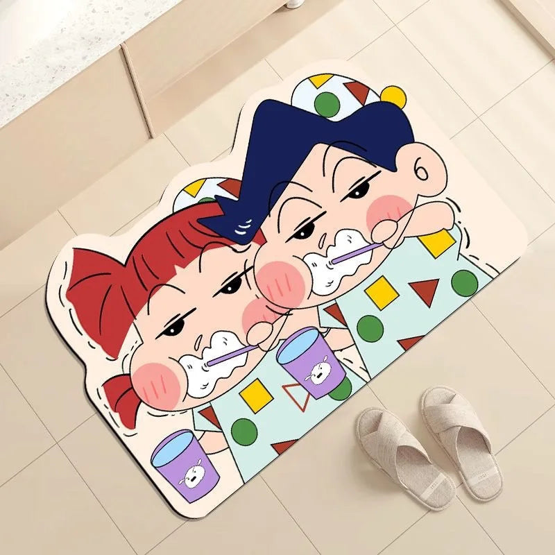 30x40cm Shower Floor Mat Quick Dry Water Absorption Cartoon Design Soft and Comfortable
