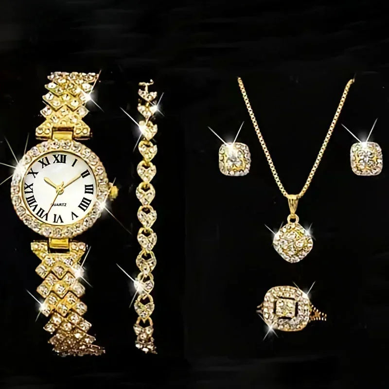 Luxury Crystal Jewelry Set for Women - Necklace, Earrings, Ring & Bracelet