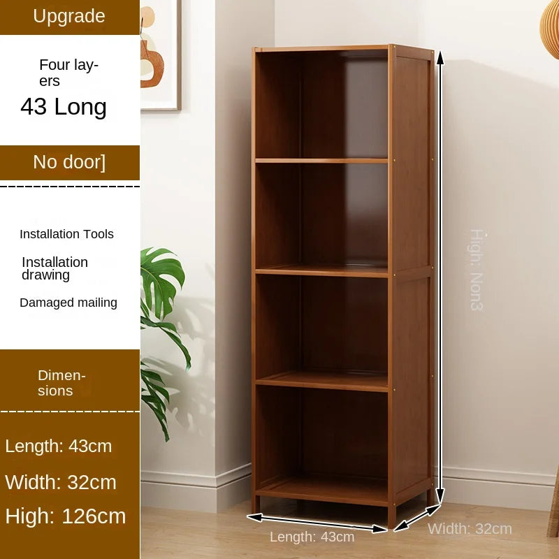 Multi-Layer Bookcase with Door - Living Room Display Storage Cabinet