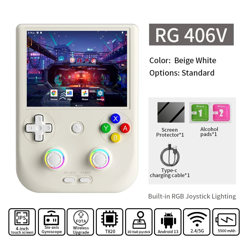 Retro Handheld Gaming Console with 4-Inch Touch Screen, WiFi, 5500mAh Battery