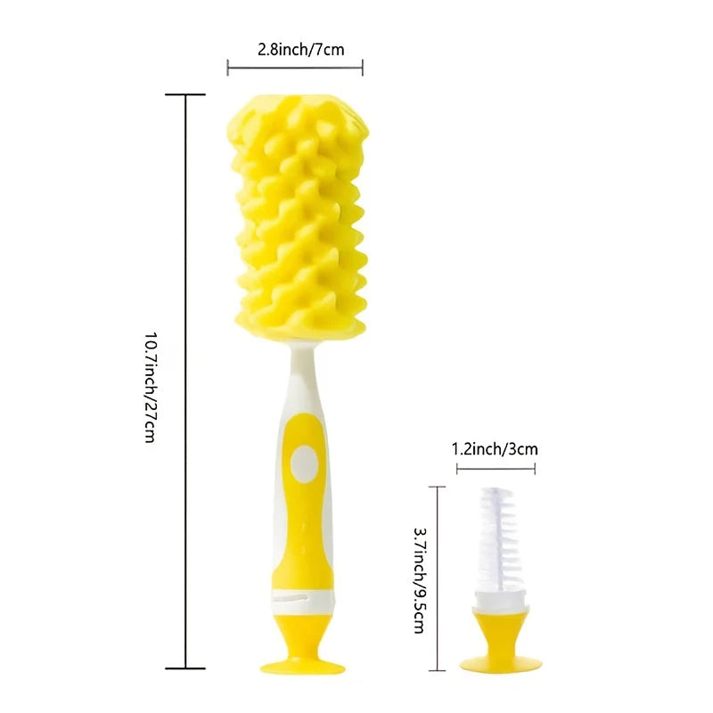 2-in-1 Baby Bottle Cleaner with Nipple Brush and Suction Cup - Soft Touch, Multifunctional