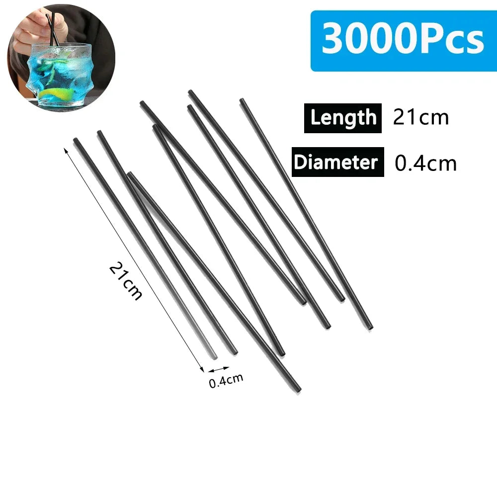 Black Drinking Straws Pack 100-6000PCS for Coffee Juice Cocktail Party Wholesale