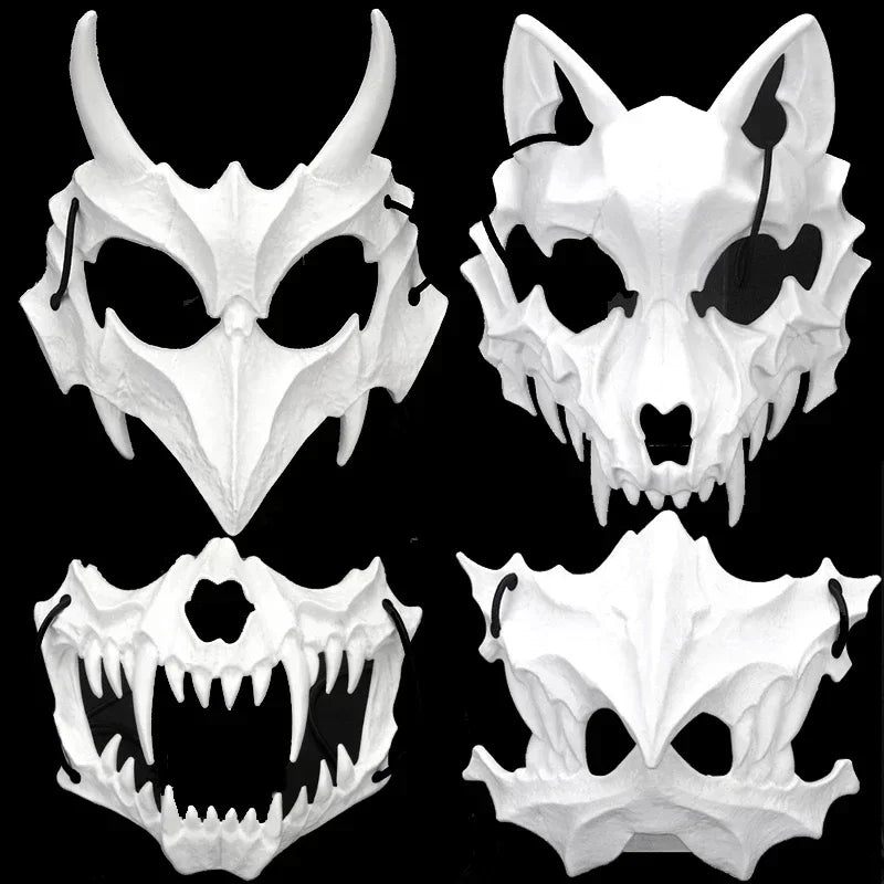 Horror Demon Skull Mask with Long Teeth - Halloween Party Cosplay Prop