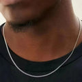 Men's 2mm Cuban Chain Necklace Sterling Silver Titanium Steel Jewelry