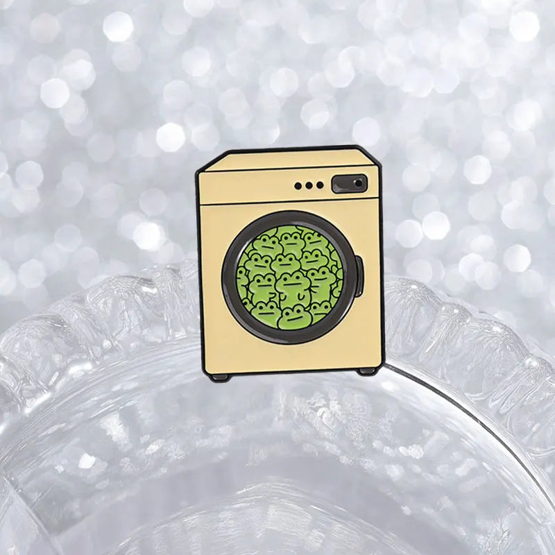 Frog Laundry Enamel Pins Cartoon Laundry Froggy Brooches Cute Jewelry Gift
