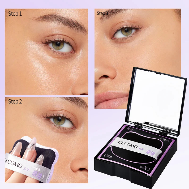 150Pcs Facial Oil-Absorbing Blotting Papers with Case & Puff for Makeup & Oil Control