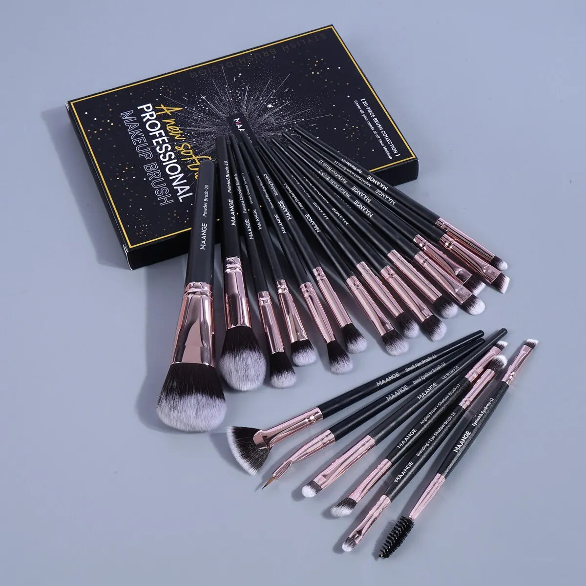 20-Piece Makeup Brush Set with Storage Box for Foundation Eyeshadow Blush