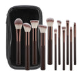 12 Pieces Makeup Brush Set with Portable Bag - Travel Friendly, Round Head, Powder Application
