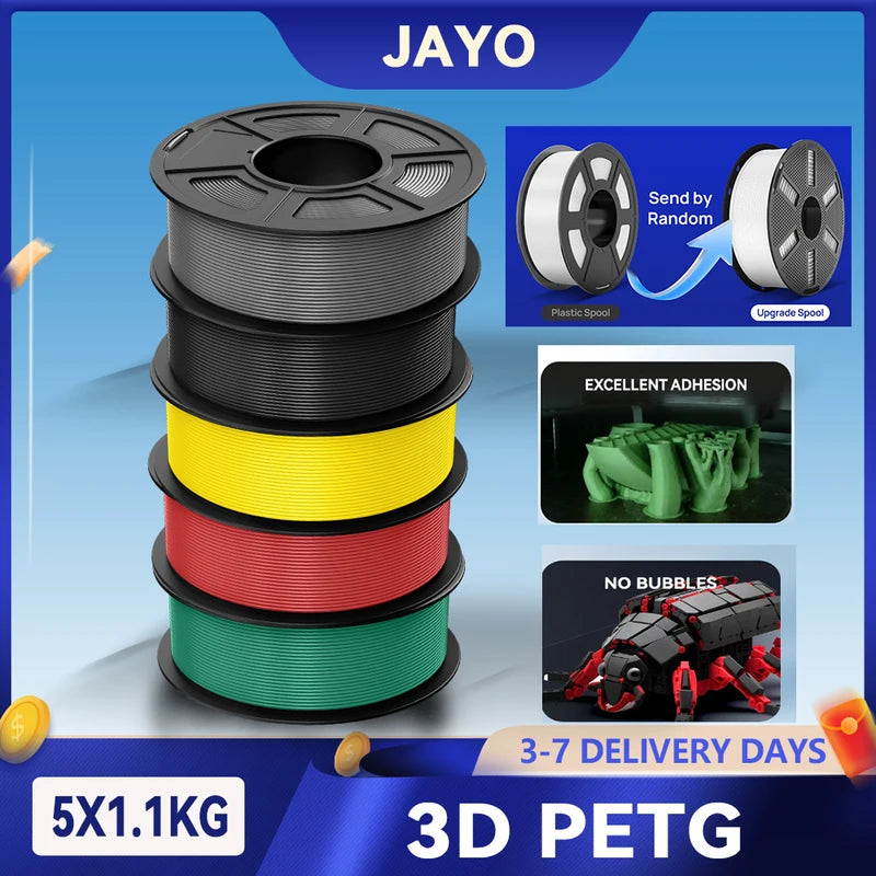PETG 3D Printer Filament - No Bubbles, Non-Toxic, 1.75mm, 5.5kg Roll