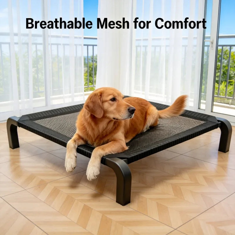 All-Season Foldable Dog Bed - Large & Small Pets Cooling Summer Camp Bed with Detachable Cover