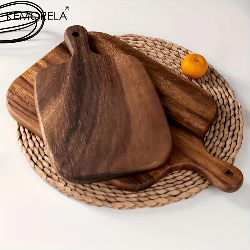 Wooden Cutting Board with Handle for Fish Cheese Bread Fruits Vegetables - Food-Safe Durable Kitchen Tool