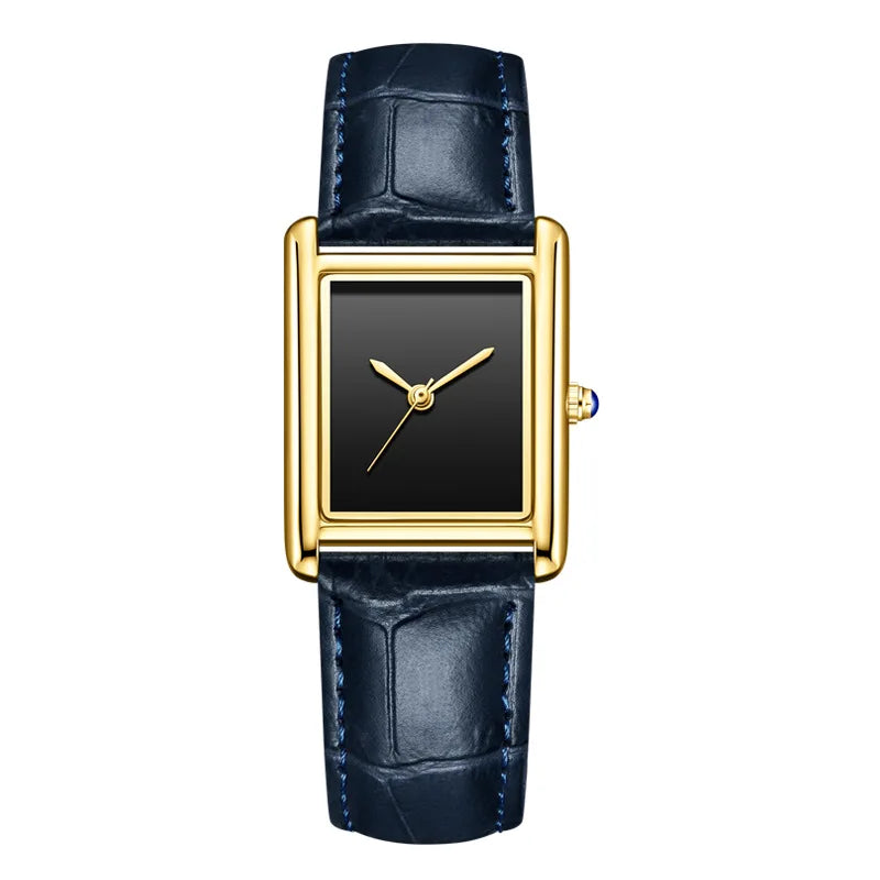 Unisex Square Leather Waterproof Quartz Watch - Business Casual Couple Watch